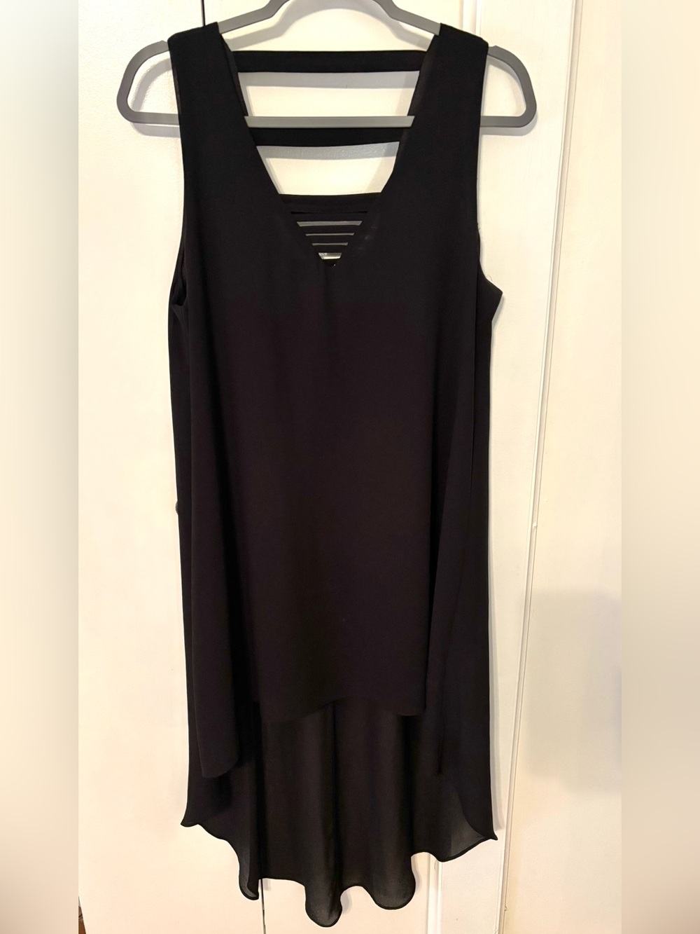 Black Asymmetrical Sleeveless Dress with Strappy Back